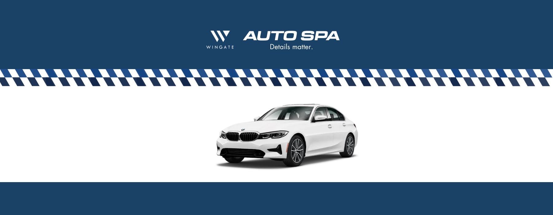 a white car and a logo for a graphic